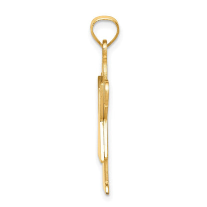 14K Gelbgold Massiv-Charm „Mädchen mit gerüschtem Rock", satiniert, gravierbar