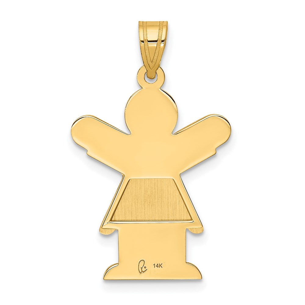14K Gelbgold Massiv-Charm „Mädchen mit gerüschtem Rock", satiniert, gravierbar