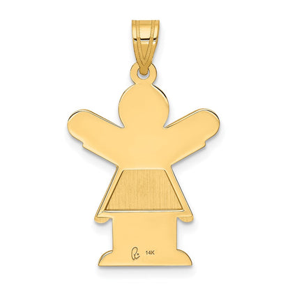 14K Gelbgold Massiv-Charm „Mädchen mit gerüschtem Rock", satiniert, gravierbar