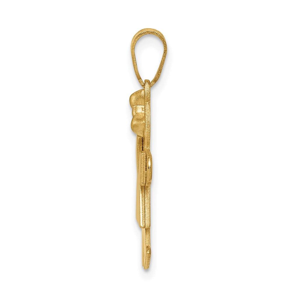 14K Gelbgold Massiver Gravierbarer Charm „Mädchen mit Schleife rechts“