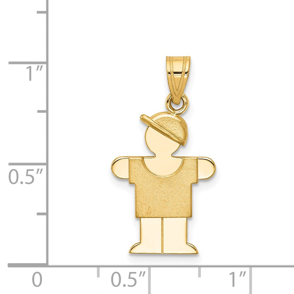 14K Gelbgold massiver gravierbarer Charm „Junge mit Hut" (rechts)
