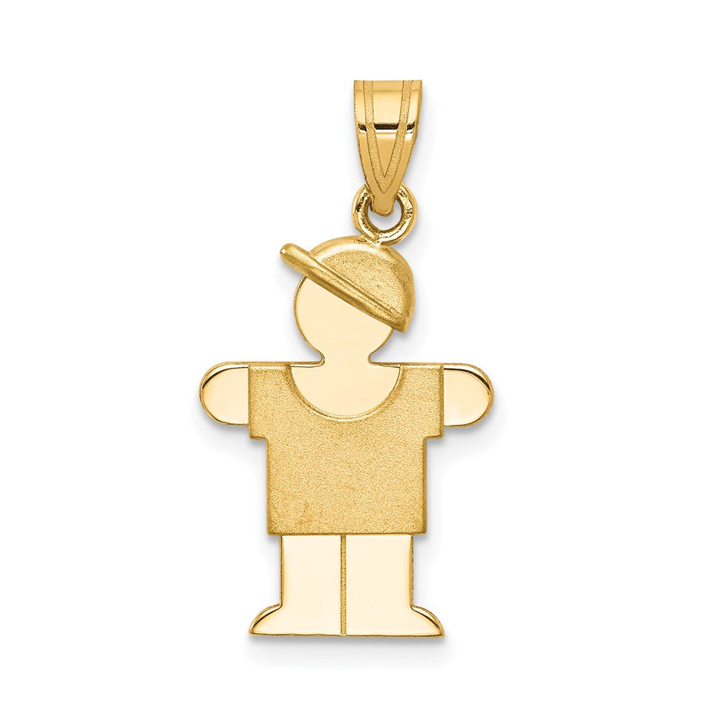 14K Gelbgold massiver gravierbarer Charm „Junge mit Hut" (rechts)