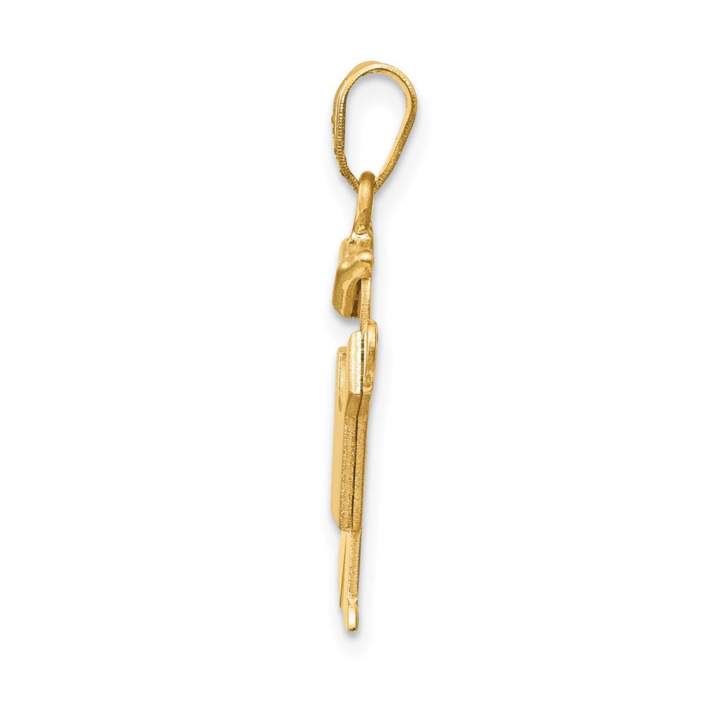 14K Gelbgold Massiver Gravierbarer Charm "Junge mit Hut" links