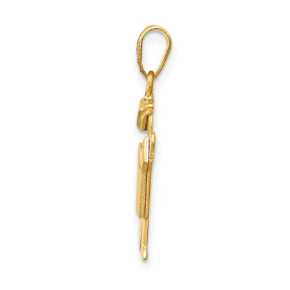 14K Gelbgold Massiver Gravierbarer Charm "Junge mit Hut" links