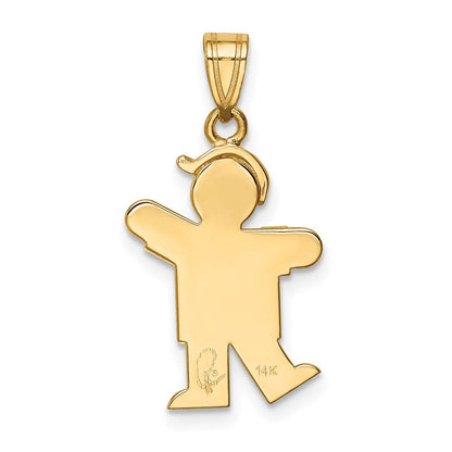 14K Gelbgold Massiver Gravierbarer Charm "Junge mit Hut" links