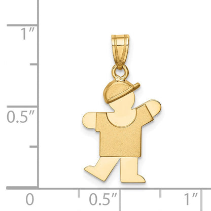 14K Gelbgold Massiver Gravierbarer Charm "Junge mit Hut" links