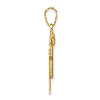 14K Gelbgold massiver gravierbarer Charm „Junge mit Hut nach rechts“