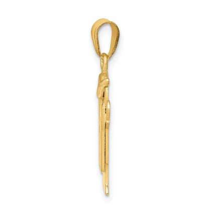 14K Gelbgold massiver gravierbarer Junge in Latzhose mit Hut auf der linken Seite Charm