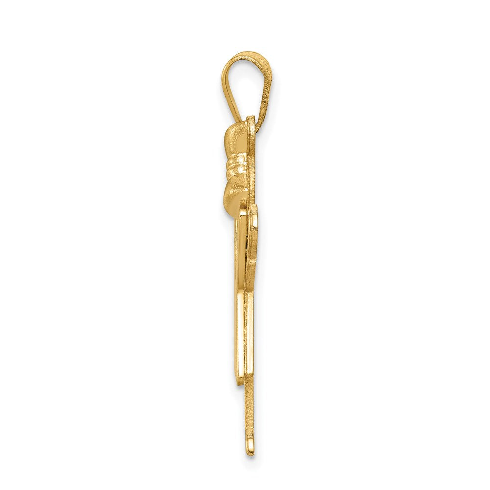 14K Gelbgold Massiv Gravierbarer Charm "Mädchen mit Schleife rechts