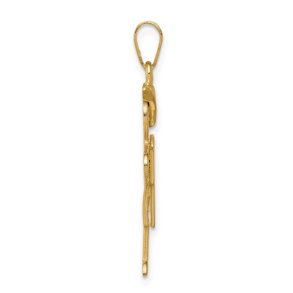 14K Gelbgold massiver gravierbarer Charm „Junge mit Hut nach rechts“