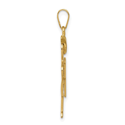 14K Gelbgold massiver gravierbarer Charm „Junge mit Hut nach rechts“