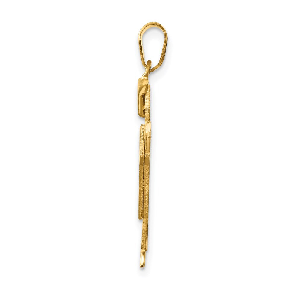 14K Gelbgold massiver gravierbarer Junge-mit-Hut-Charm (links)