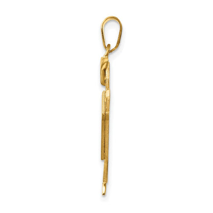 14K Gelbgold massiver gravierbarer Junge-mit-Hut-Charm (links)