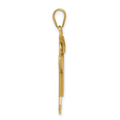 14K Gelbgold massiver gravierbarer Junge mit Hut Charm (rechts)