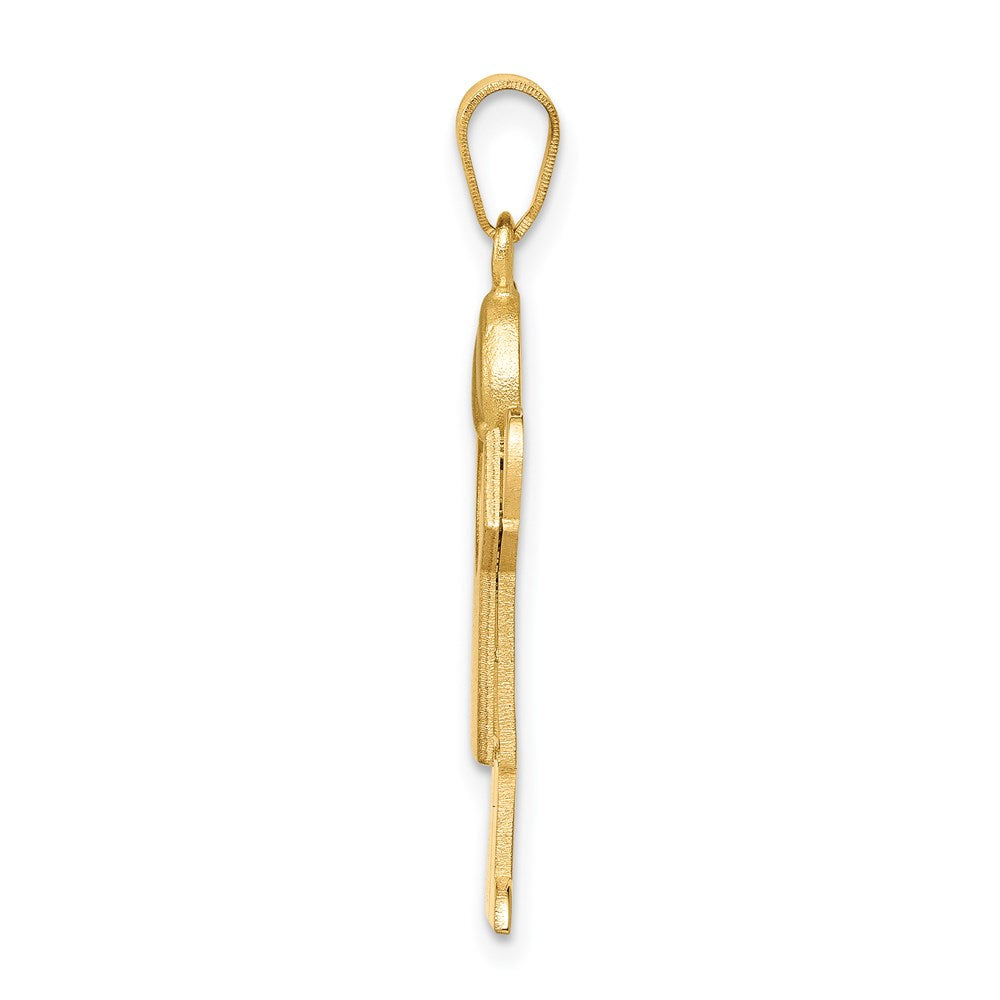 14K Gelbgold massiver gravierbarer Charm „Junge mit Hut“ (rechts)