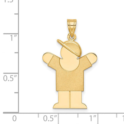 14K Gelbgold massiver gravierbarer Charm „Junge mit Hut“ (rechts)