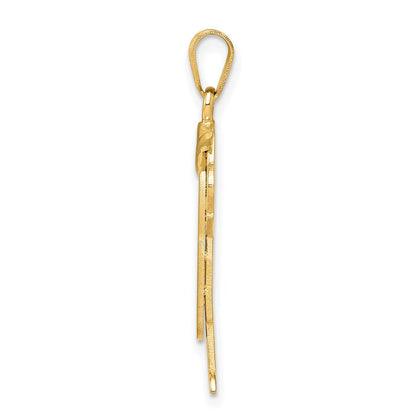14K Gelbgold massiver gravierbarer Charm „Junge im Overall mit Hut“ (links tragbar)