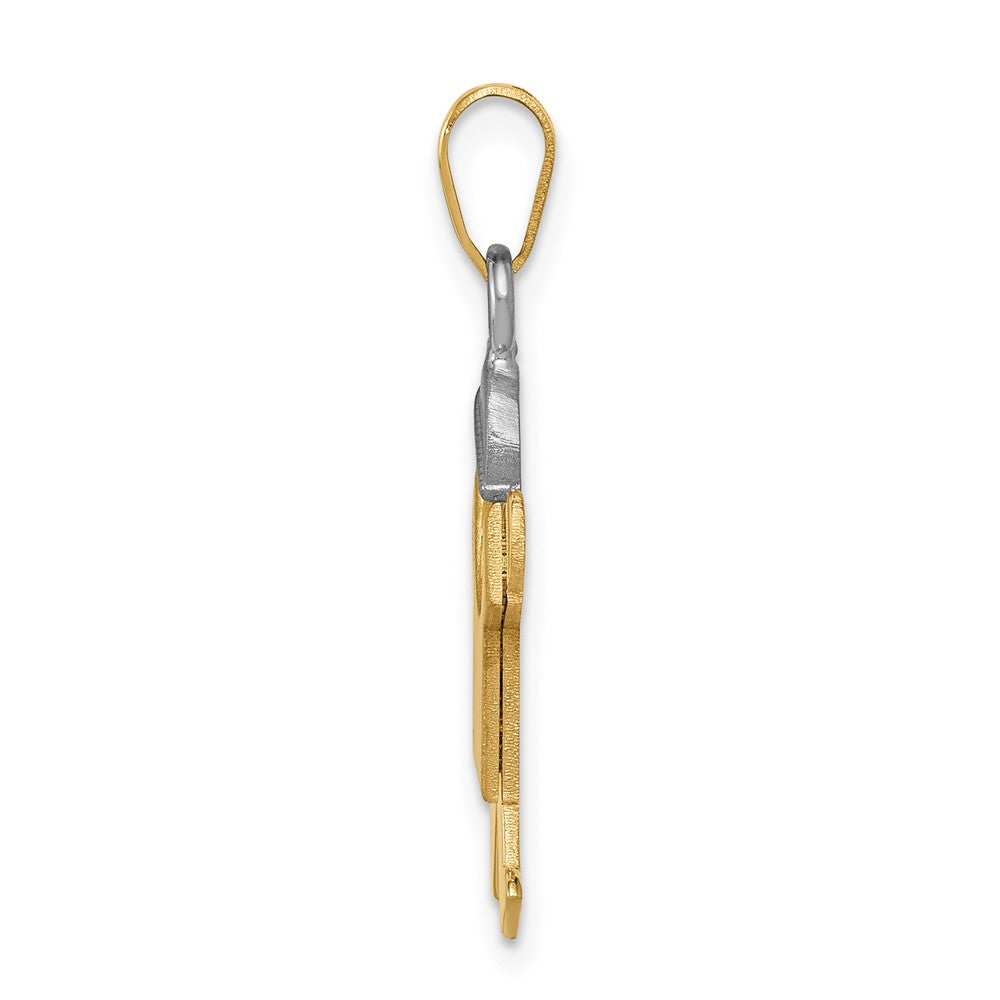 14K Bicolor Gold kleiner Junge mit Hut nach rechts, gravierbarer Charm