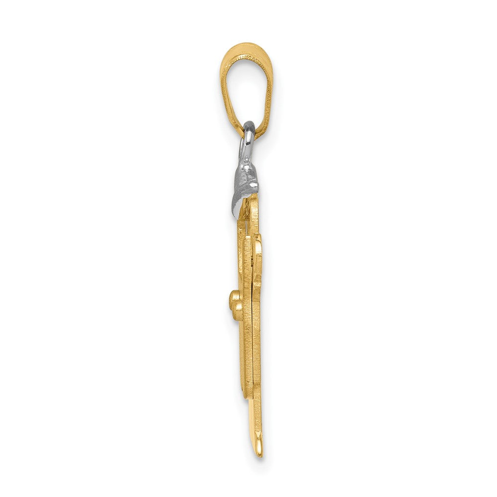 14K Bicolor Gold Kleiner Junge mit Hut Charm zum Gravieren links