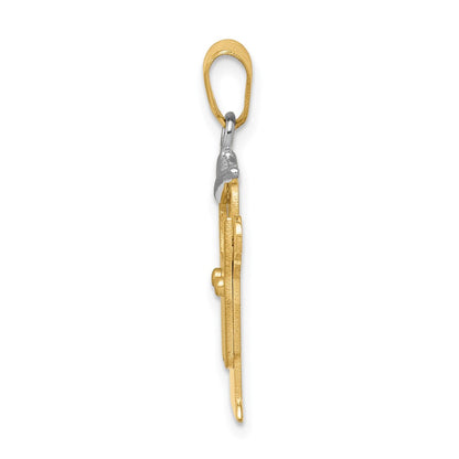 14K Bicolor Gold Kleiner Junge mit Hut Charm zum Gravieren links