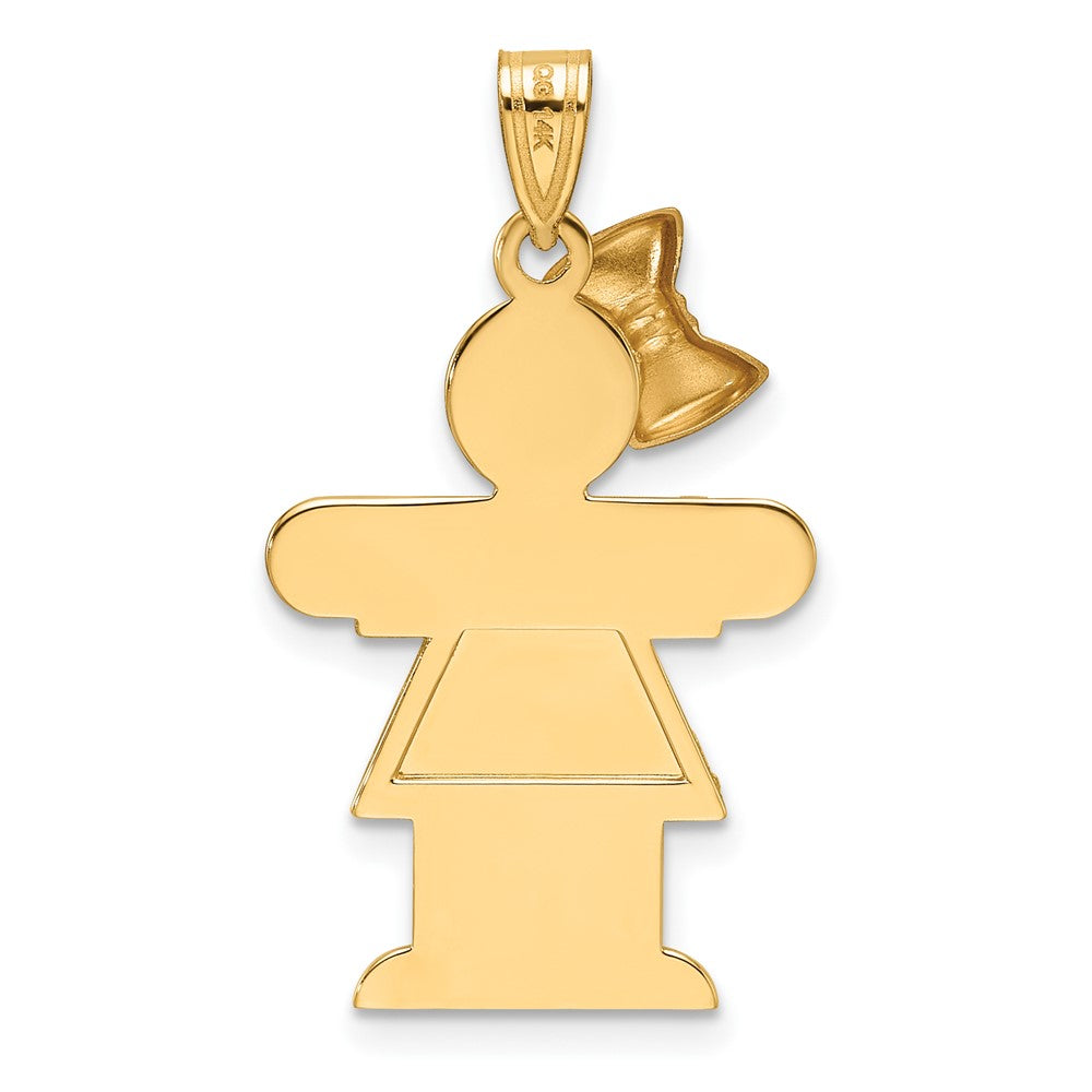 14K Bicolor Gold Großer Anhänger „Mädchen mit Schleife auf der linken Seite" Bicolor Gold gravierbar