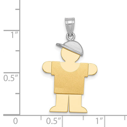 14K Bicolor-Gold Großer Junge mit Hut nach rechts gravierbarer Charm
