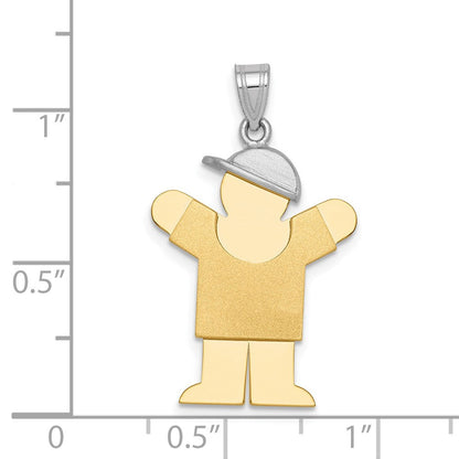 14K Bicolor Gold Großer Junge mit Hut nach rechts gravierbarer Charm