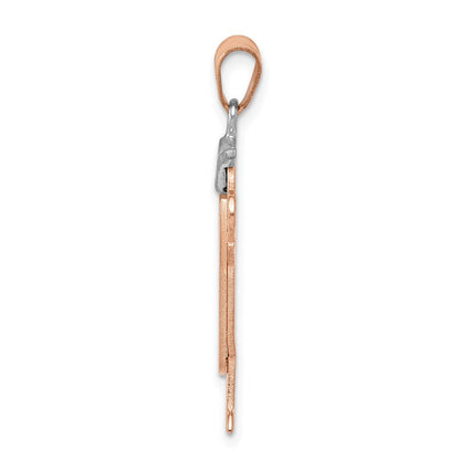14K Bicolor-Gold Bicolor-Gold Großer Junge mit Hut links Gravierbarer Charm