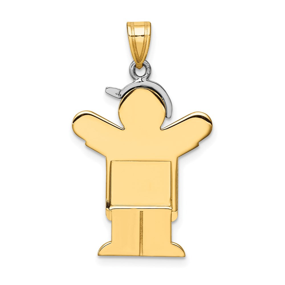 14K Bicolor-Gold Bicolor-Gold Großer Junge mit Hut links Gravierbarer Charm