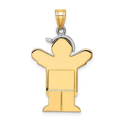 14K Bicolor-Gold Bicolor-Gold Großer Junge mit Hut links Gravierbarer Charm