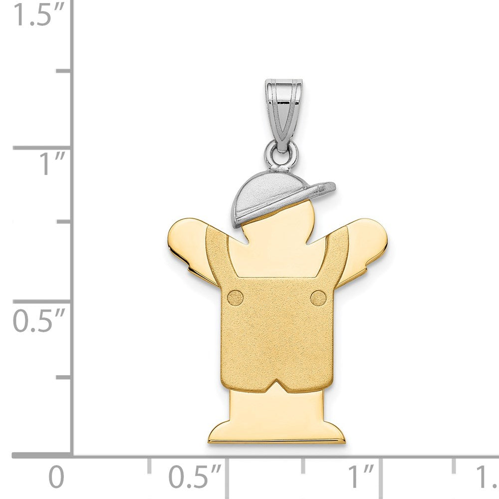 14K Bicolor-Gold Bicolor-Gold Großer Junge mit Hut links Gravierbarer Charm