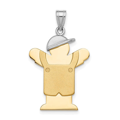 14K Bicolor-Gold Bicolor-Gold Großer Junge mit Hut links Gravierbarer Charm