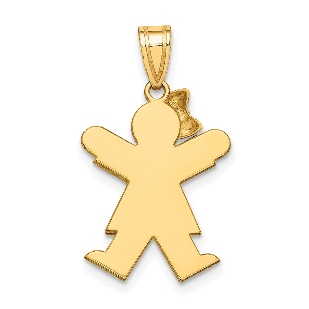 14K Bicolor Gold Kleiner Anhänger "Mädchen mit Schleife links" Gravierbar