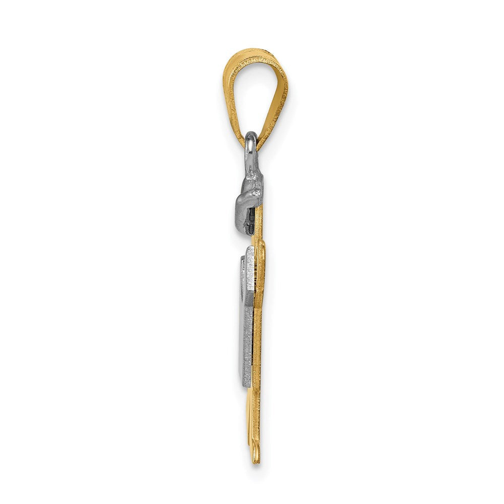 14K Bicolor-Gold kleiner Junge mit Hut, gravierbarer Charm, links tragbar
