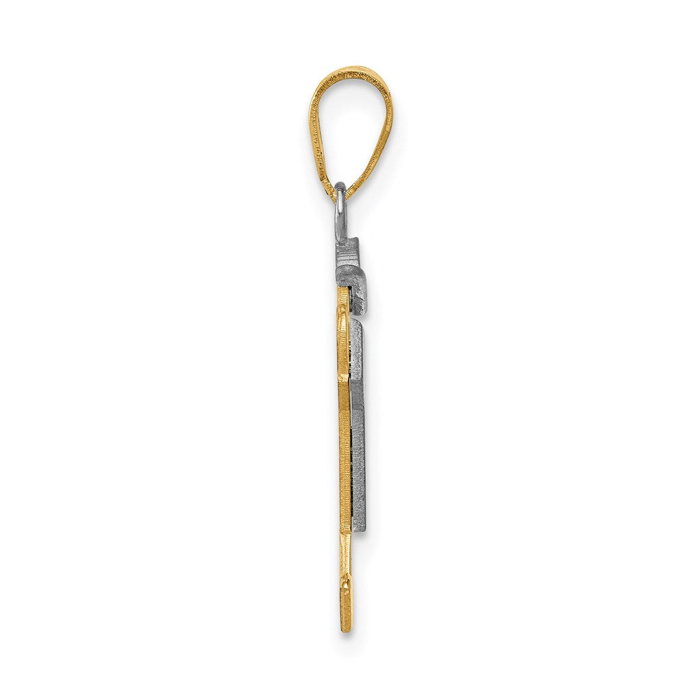 14K Bicolor Gold kleiner Junge mit Hut nach rechts gravierbarer Charm
