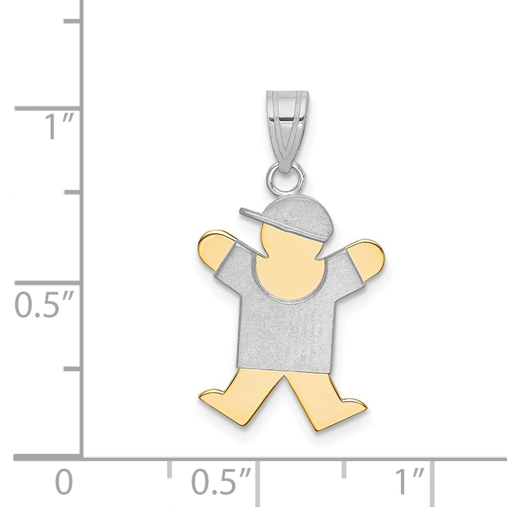 14K Bicolor Gold kleiner Junge mit Hut nach rechts gravierbarer Charm