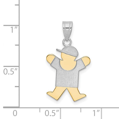 14K Bicolor Gold kleiner Junge mit Hut nach rechts gravierbarer Charm