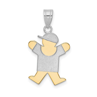 14K Bicolor Gold kleiner Junge mit Hut nach rechts gravierbarer Charm