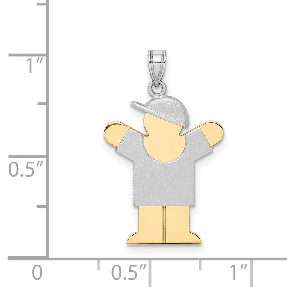 14K Bicolor Gold Kleiner Junge mit Hut nach rechts Gravierbarer Charm