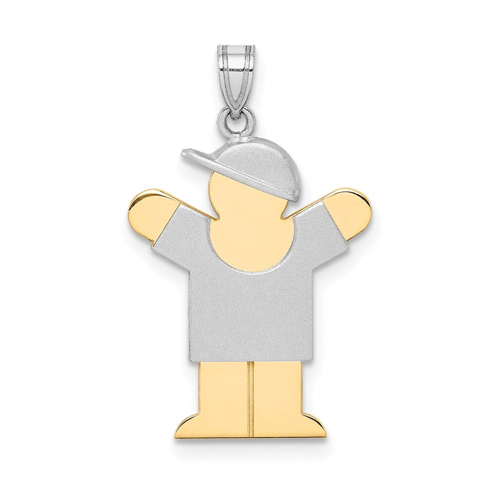 14K Bicolor Gold Kleiner Junge mit Hut nach rechts Gravierbarer Charm