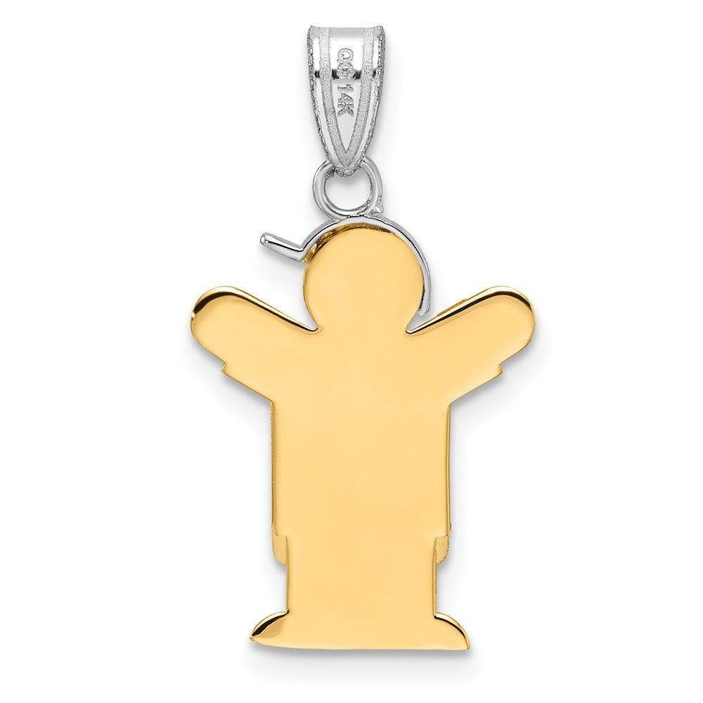 14k Bicolor-Gold Kleiner Junge mit Hut links, gravierbarer Charm