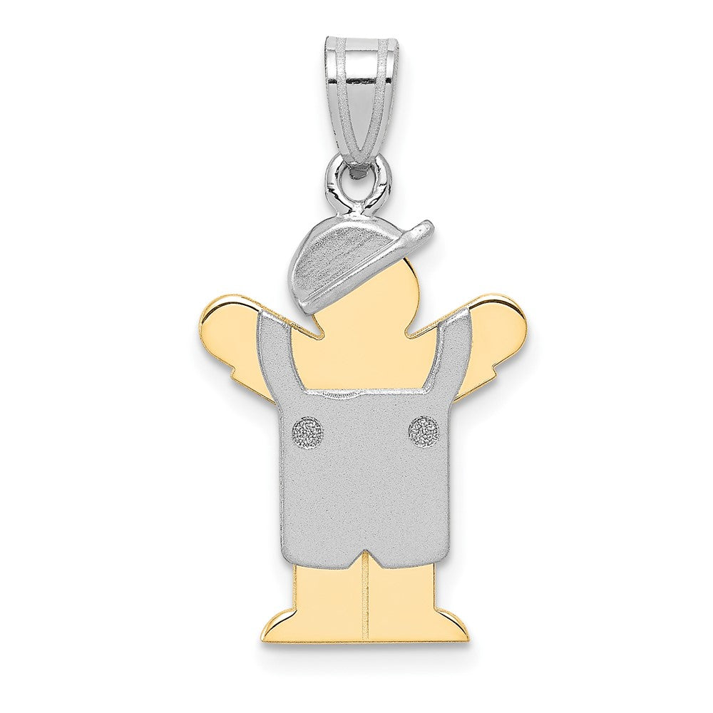 14k Bicolor-Gold Kleiner Junge mit Hut links, gravierbarer Charm