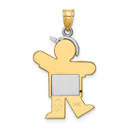 14K Bicolor Gold großer Charm „Junge mit Hut“ (links), gravierbar