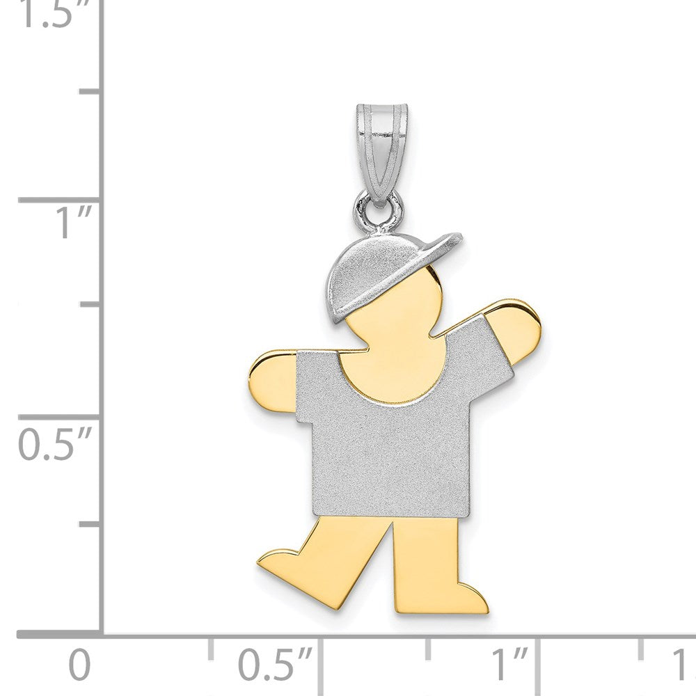 14K Bicolor Gold großer Charm „Junge mit Hut“ (links), gravierbar