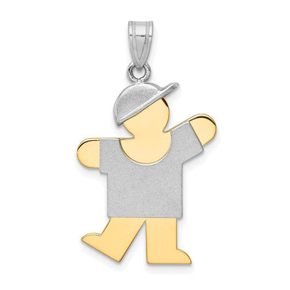 14K Bicolor Gold großer Charm „Junge mit Hut“ (links), gravierbar