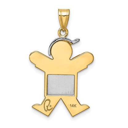 14K Bicolor-Gold großer Junge mit Hut nach rechts, gravierbarer Charm