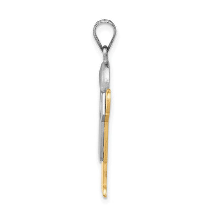 14K Bicolor Gold Großer Junge mit Hut nach rechts gravierbarer Charm