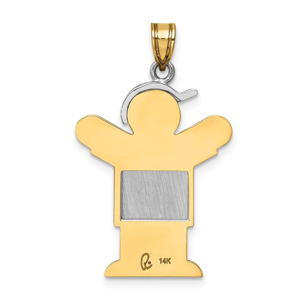 14K Bicolor Gold Großer Junge mit Hut nach rechts gravierbarer Charm