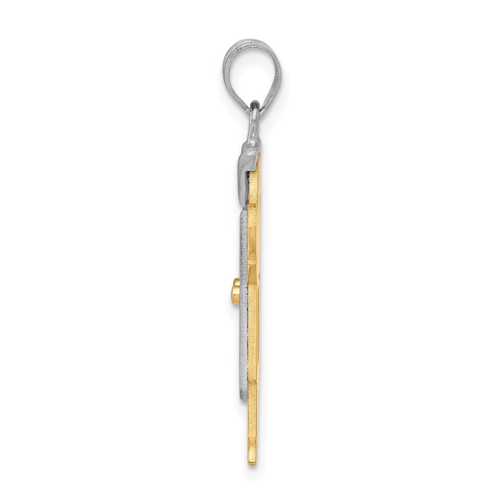 14K Bicolor-Gold Großer Junge mit Hut auf der linken Seite Gravierbarer Charm
