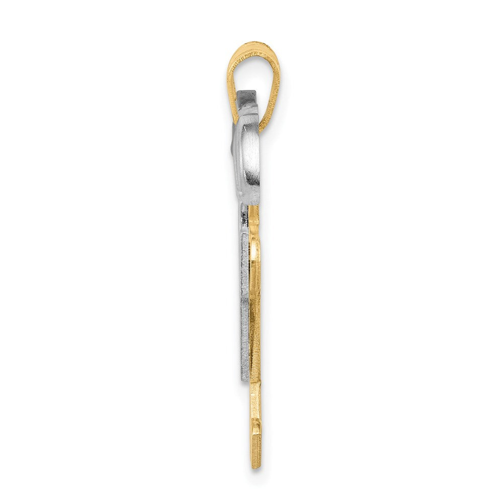 14K Bicolor Gold großer Doppel-Jungen-Charm zum Gravieren
